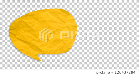 Yellow speech bubble crumpled paper isolated on transparent background Yellow speech bubble crumpled paper isolated on transparent background 126437294