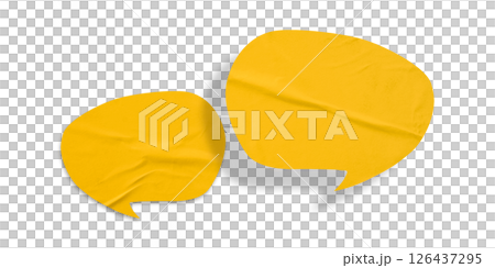 Yellow speech bubble crumpled paper isolated on transparent background Yellow speech bubble crumpled paper isolated on transparent background 126437295