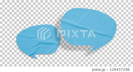 Light blue speech bubble crumpled paper isolated on transparent background 126437296