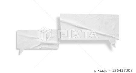 White speech bubble crumpled paper isolated on transparent background 126437308