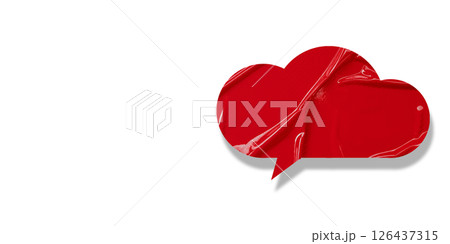 Red speech bubble crumpled paper isolated on transparent background 126437315