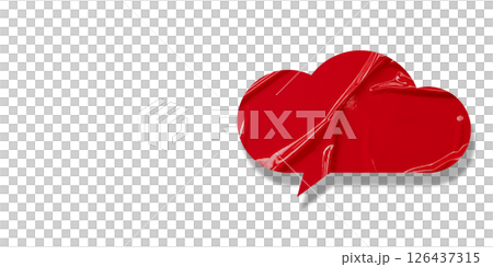 Red speech bubble crumpled paper isolated on transparent background 126437315