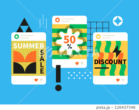 Discounts and summer sales - social media screens templates set 126437346