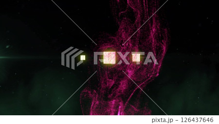 Abstract pink particles and glowing squares image on dark background Abstract pink particles and glowing squares image on dark background 126437646