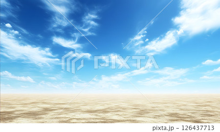 青空と白い雲と地平線の風景 126437713