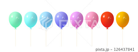 Vector 3d glossy colorful balloons. Decorative elements for party, birthday, anniversary celebrations. 126437841