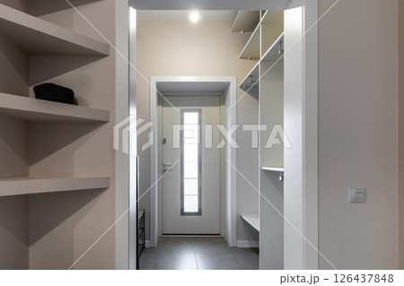Modern Entryway with Tile Floor and Storage Modern Entryway with Tile Floor and Storage 126437848