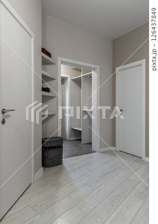 Cozy Modern Hallway with Light Wood Flooring Cozy Modern Hallway with Light Wood Flooring 126437849