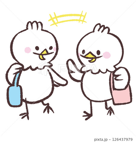 会話しながら歩く白い鳥のイラスト 126437979