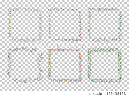 花の四角フレームイラストセット（手書き） 126438138
