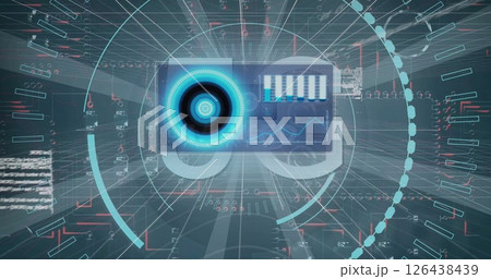 Image of digital data processing over sceen Image of digital data processing over sceen 126438439