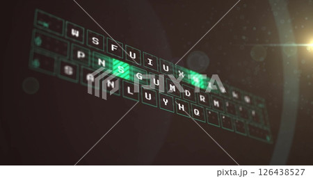 Image of financial data processing over dark background Image of financial data processing over dark background 126438527