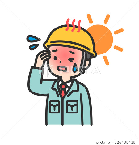 熱中症の作業員男性 126439419