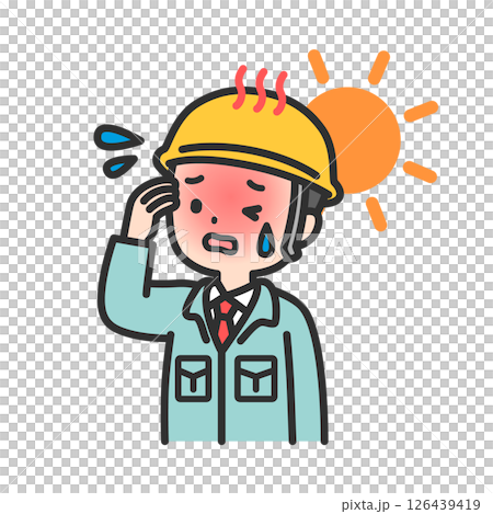熱中症の作業員男性 126439419