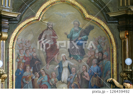 Holy Trinity with All Saints main altar in the All Saints Church in the Bedenica, Croatia Holy Trinity with All Saints main altar in the All Saints Church in the Bedenica, Croatia 126439492
