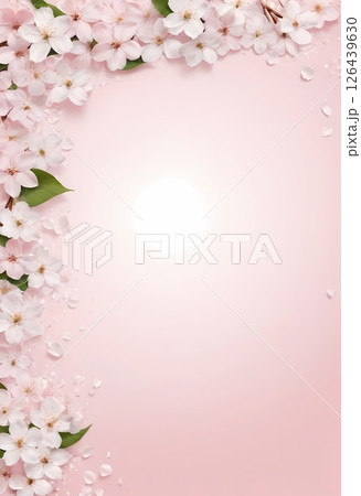 Watercolor Cherry Blossom Background with Copy Space 126439630