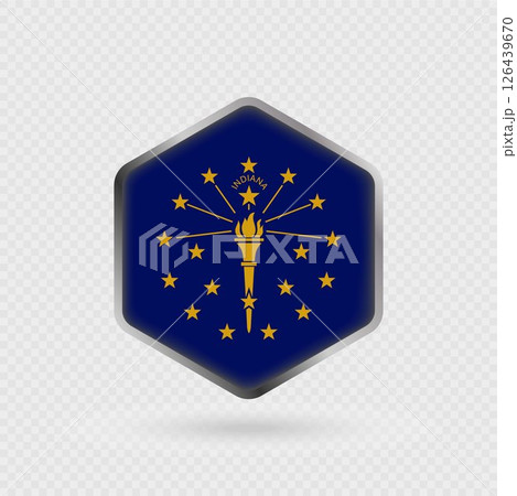 Indiana State Flag Icon in Hexagon Shape. Indiana State Flag Icon in Hexagon Shape. 126439670