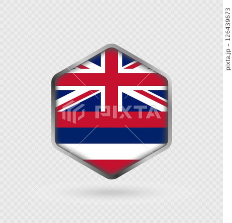 Hawaii State Flag Icon in Hexagon Shape. 126439673