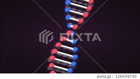 Image of moving dna strand over black background 126439750