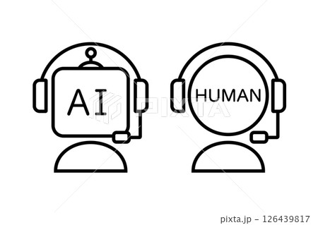 AIと人間のオペレーターのアイコンセット 126439817