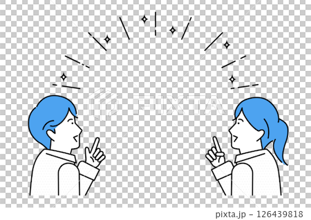 余白を指差しする若い男女のイラスト 126439818