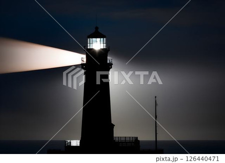 Beam of Lighthouse Through Dark Sky Beam of Lighthouse Through Dark Sky 126440471