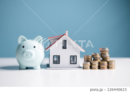 Concept of saving money for loan can help reduce debt when buy house or home, while understanding bank equity is essential for any business investment. loan, money, house, home, bank, debt, concept. 126440623
