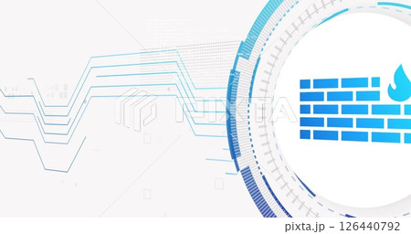 Image of firewall icon over network of connections 126440792