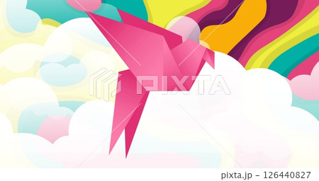 Image of paper bird over colourful background 126440827
