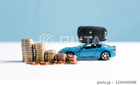 Buy a car, save money and consider the total fiscal value, market worth, and insurance costs. car, money, save, insurance, buy, fiscal, worth, market, total, value, concept. 126440996