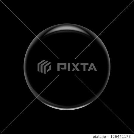 バブル球体　透明png　水泡の円形の素材イラスト　背景黒色　白色 126441178