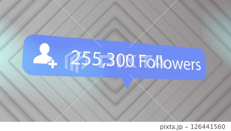 Image of icon and followers text over grey background Image of icon and followers text over grey background 126441560