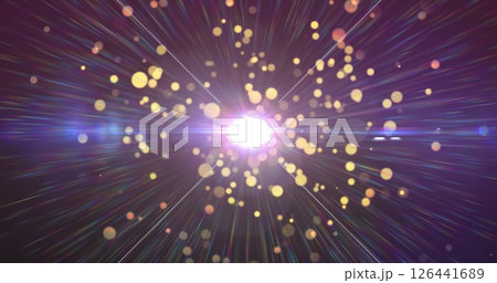 Image of glowing light spots moving over black background 126441689