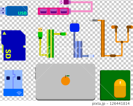 Computer peripherals and accessories illustration set Computer peripherals and accessories illustration set 126441814