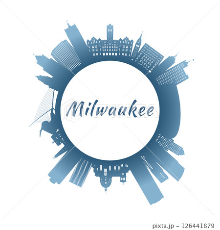 Milwaukee skyline with colorful buildings. 126441879