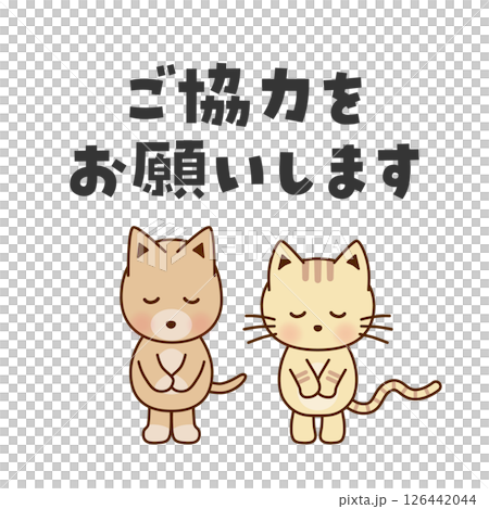 ご協力をお願いします お辞儀するかわいい犬と猫のイラスト ご協力をお願いします お辞儀するかわいい犬と猫のイラスト 126442044
