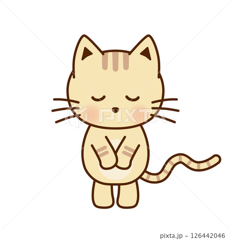 お辞儀するかわいい猫のイラスト お辞儀するかわいい猫のイラスト 126442046