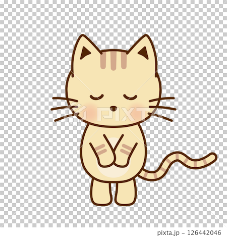 お辞儀するかわいい猫のイラスト お辞儀するかわいい猫のイラスト 126442046