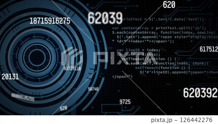Image of data processing with scope scanning on black background Image of data processing with scope scanning on black background 126442276