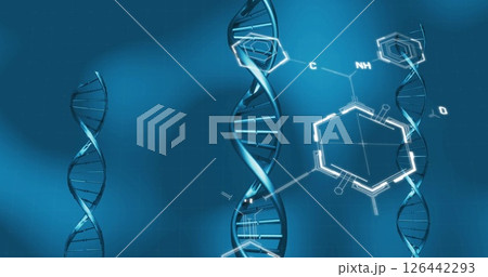 Image of dna strands over chemical formula 126442293