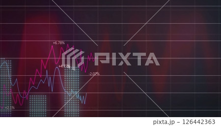 Image of data processing and diagrams over black background 126442363