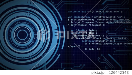Image of scope scanning over data processing Image of scope scanning over data processing 126442548