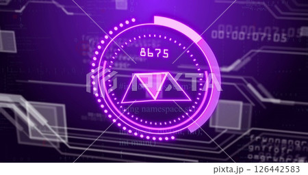Image of digital data processing over scope on black background 126442583