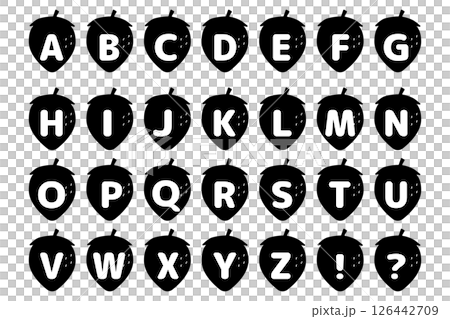 草莓字母圖示集(單色) 草莓字母圖示集(單色) 126442709