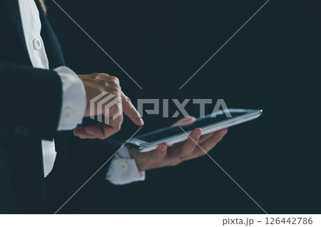 Person using smartphone navigates social media, seamlessly connecting through mobile technology and the vast network of cyberspace. social, media, phone, cyberspace, person, smartphone, mobile phone. 126442786