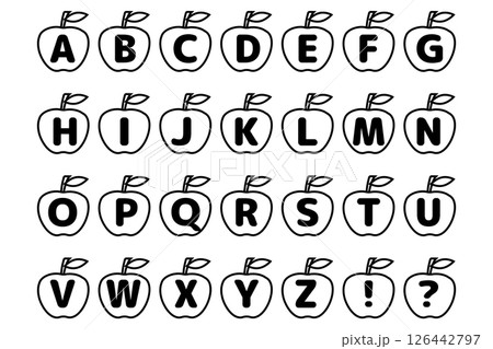 りんごのアルファベットアイコンセット (線画) 126442797