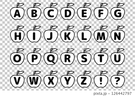 りんごのアルファベットアイコンセット (線画) 126442797