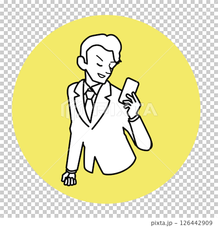 Illustration of a man looking at a smartphone Illustration of a man looking at a smartphone 126442909