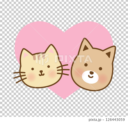 Cute illustration of friendly dogs and cats 126443059