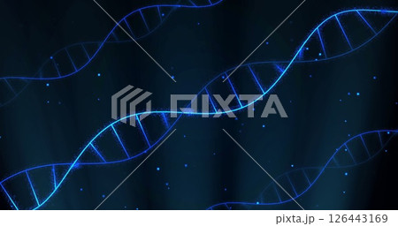 Image of dna strands over blue spots moving Image of dna strands over blue spots moving 126443169